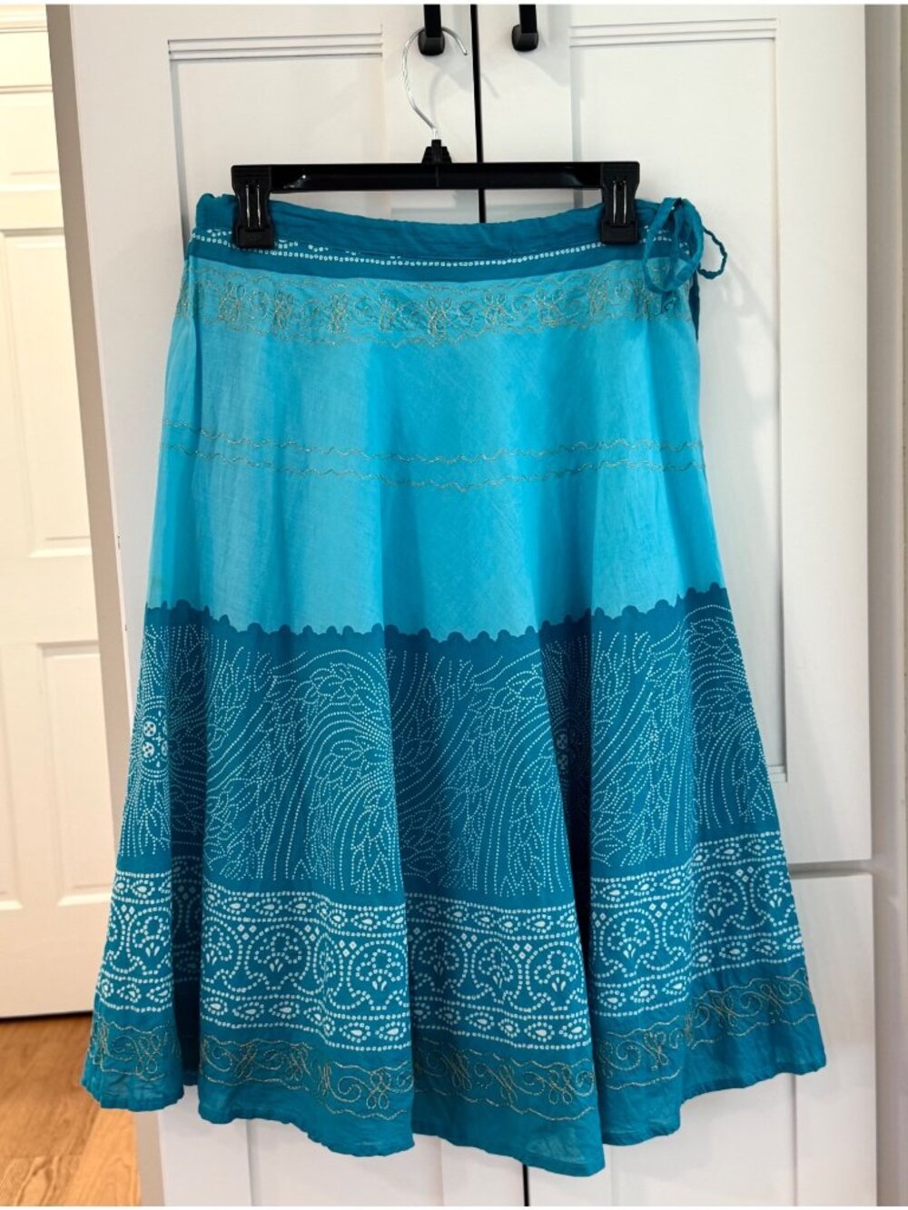 Vintage Y2K Gadzooks Skirt Turquoise Hippy Peasant Festival Boho Midi Length
